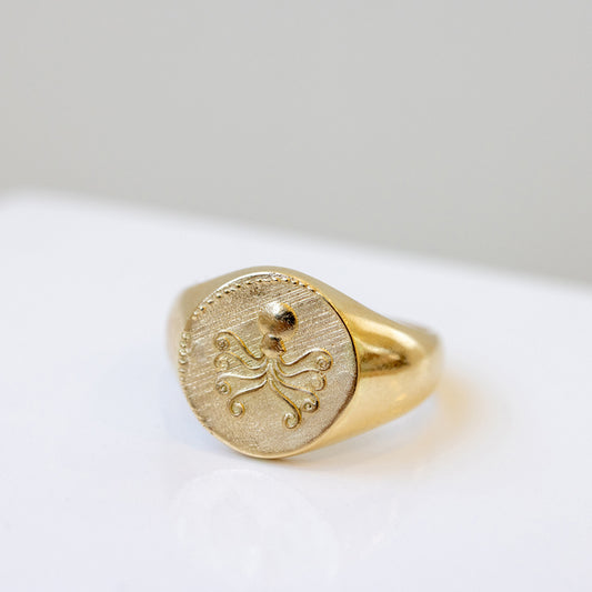 Friendly Octopus signet ring