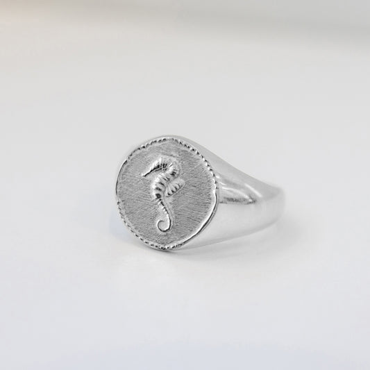 Hippocampus signet ring for Men