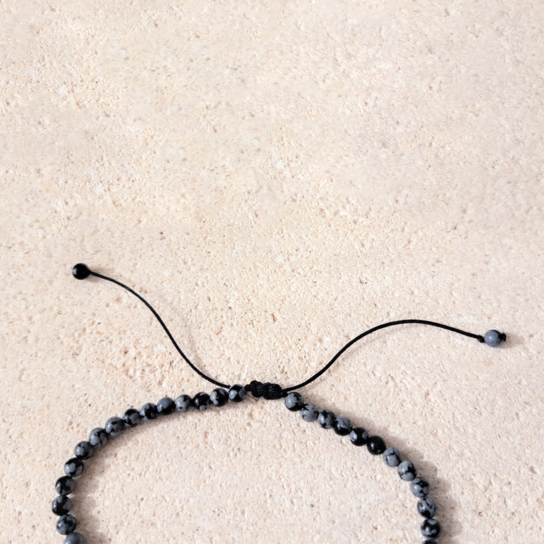 Kundalini Snake & Snowflake Obsidian bracelet