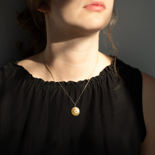 Starry Moon locket with diamonds