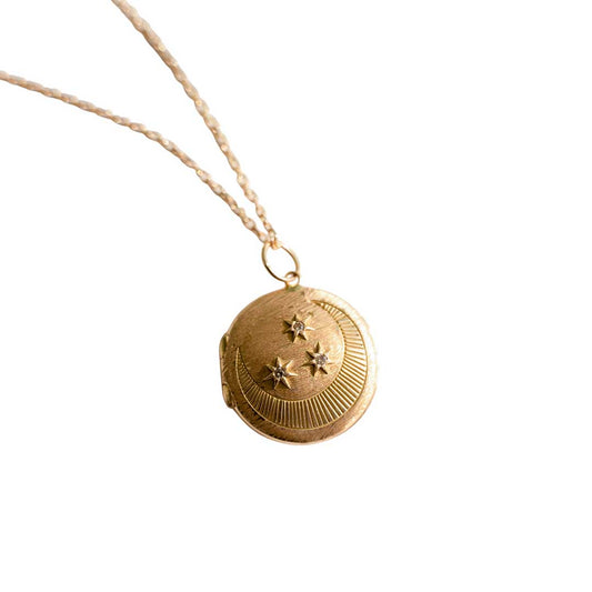 Starry Moon locket with diamonds