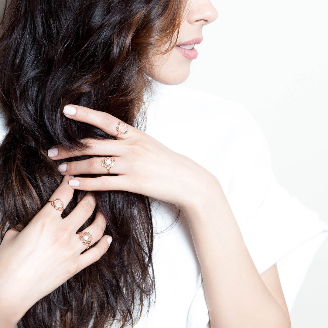 Vishuddha/Communication paved diamonds ring