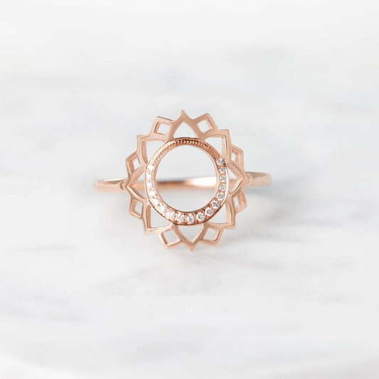 Vishuddha/Communication paved diamonds ring