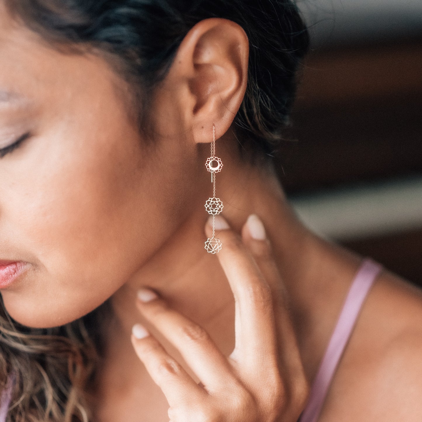 3 Chakras long earrings