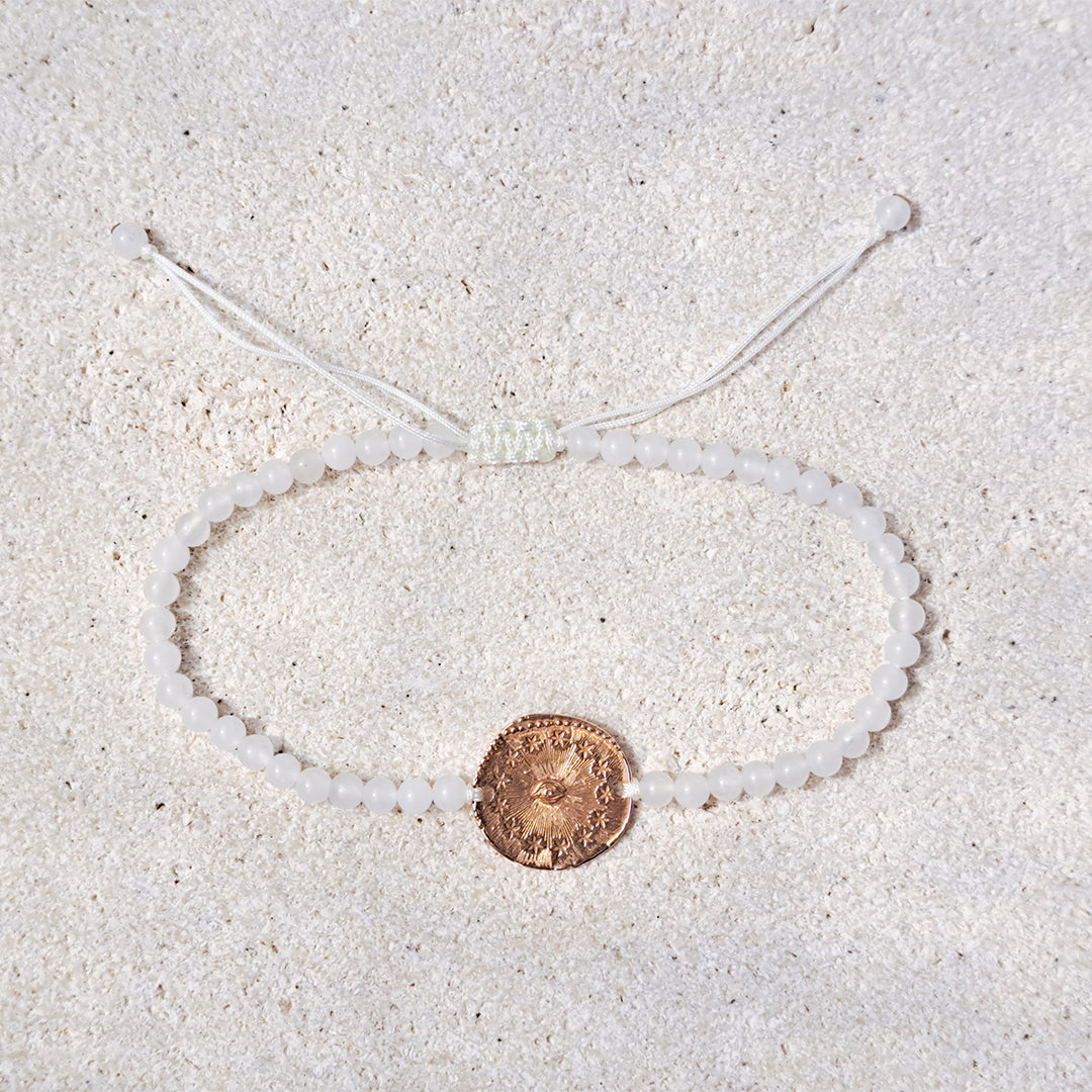 Cosmic Eye & White Jade bracelet