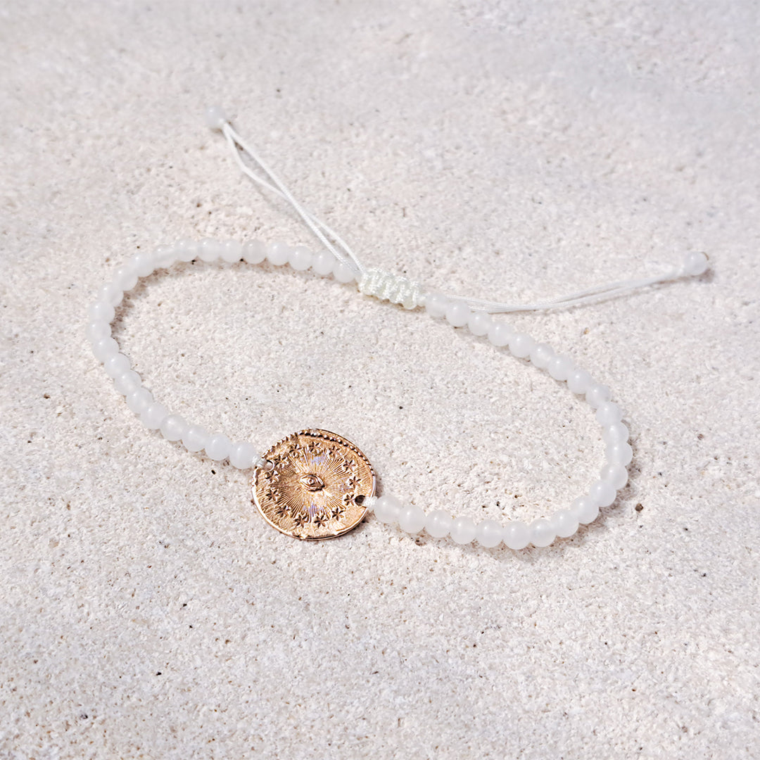 Cosmic Eye & White Jade bracelet