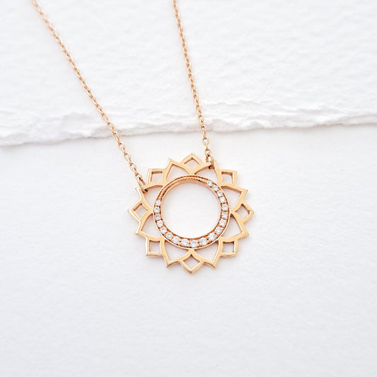 Vishuddha/Communication paved diamonds necklace