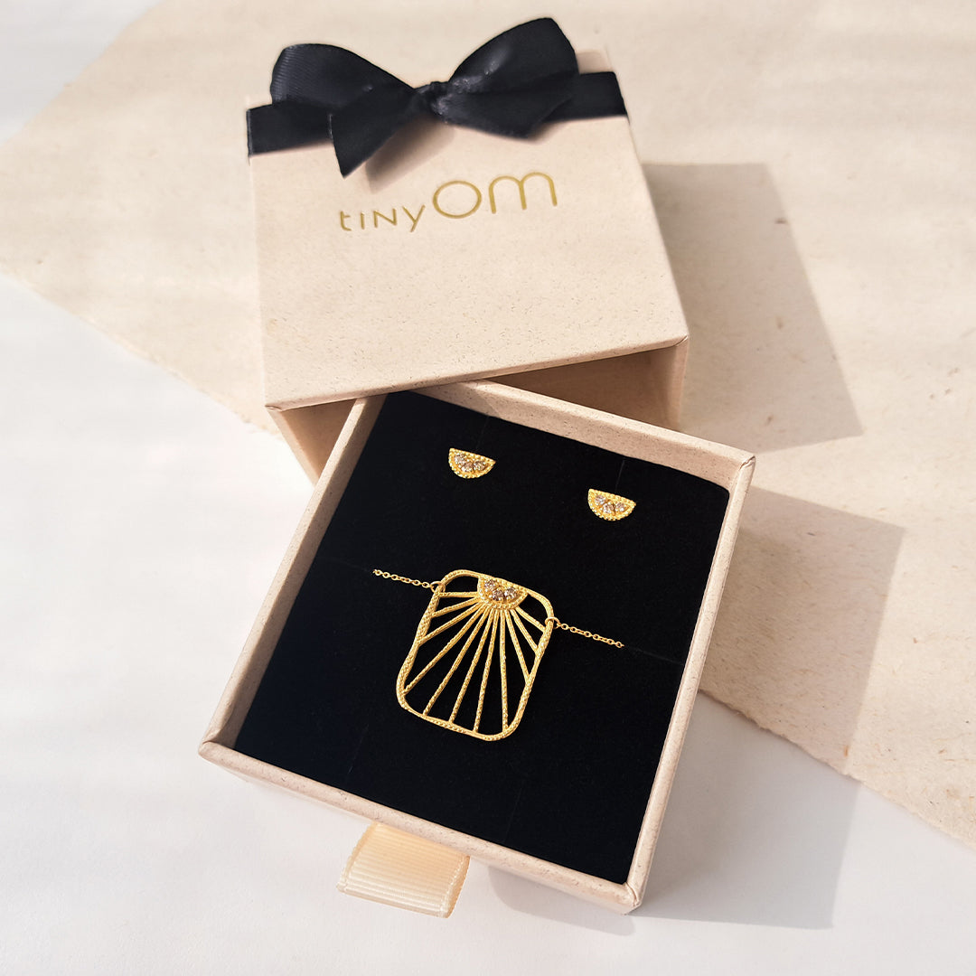 Sundial big necklace & ear studs