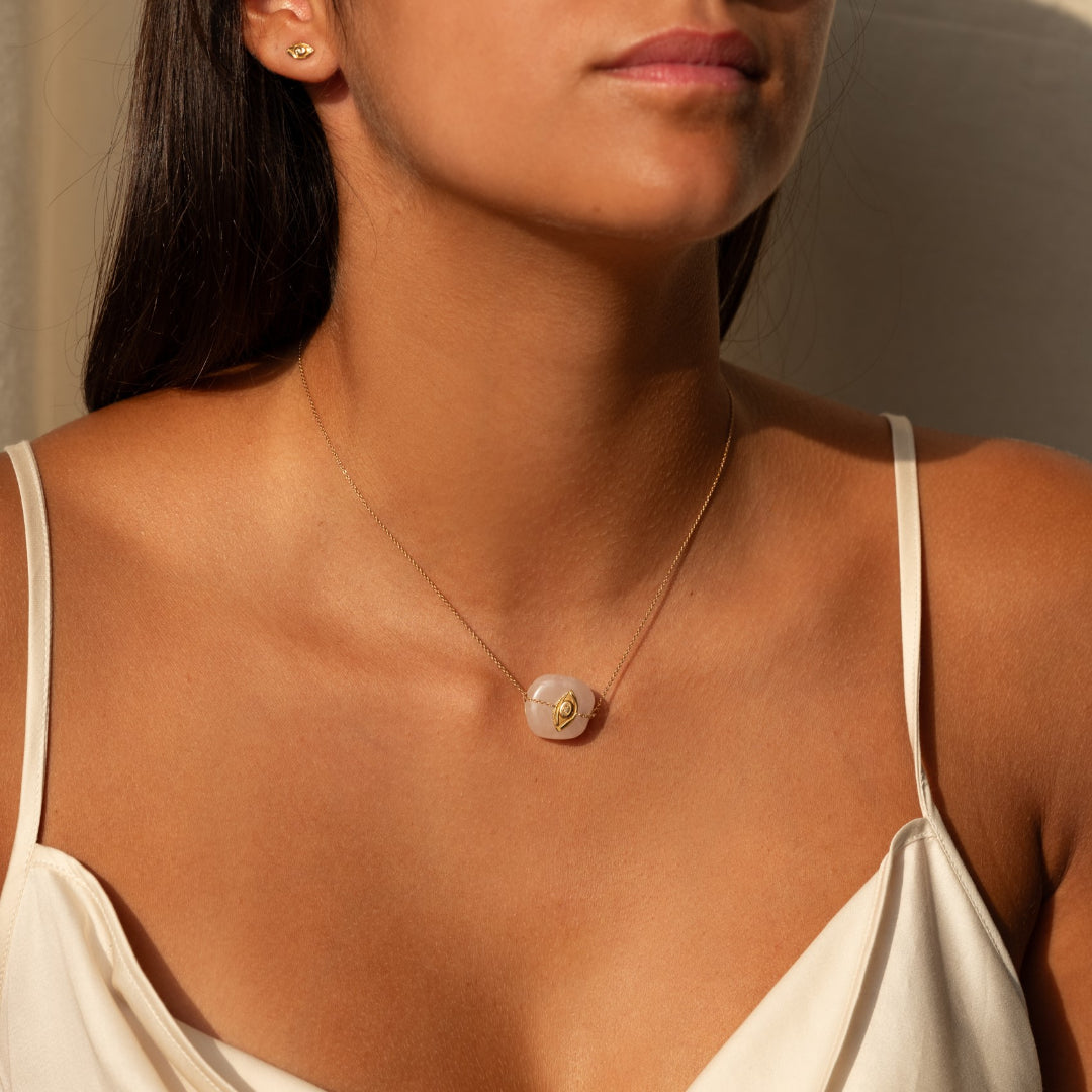 Rose Quartz & Eye necklace