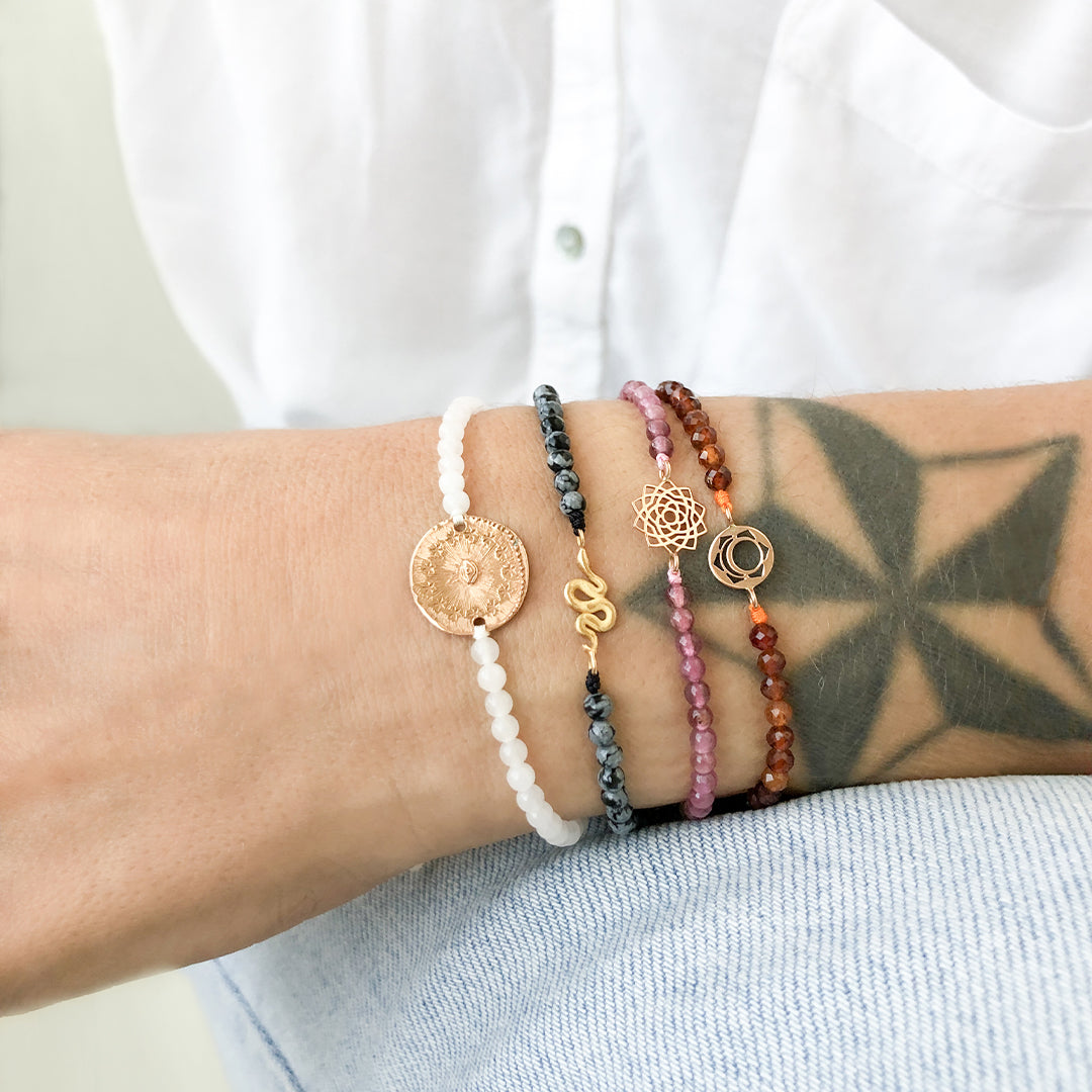 Cosmic Eye & White Jade bracelet