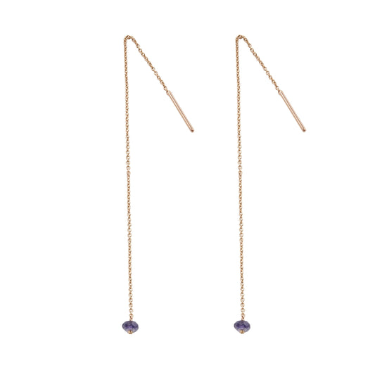 Vishuddha/Iolite 1-stone long earrings