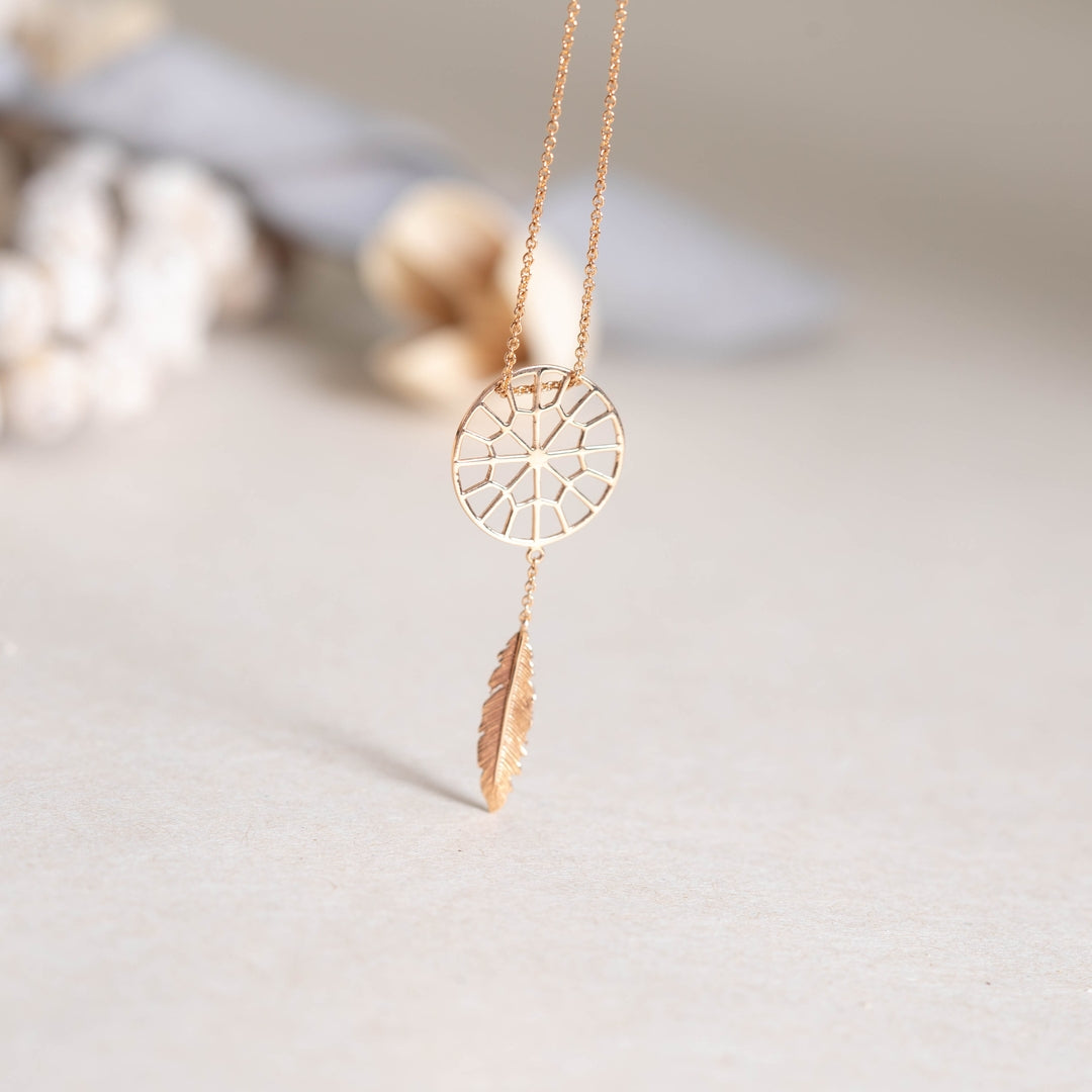 Gold Dreamcatcher Necklace With White Diamond – ANTOANETTA